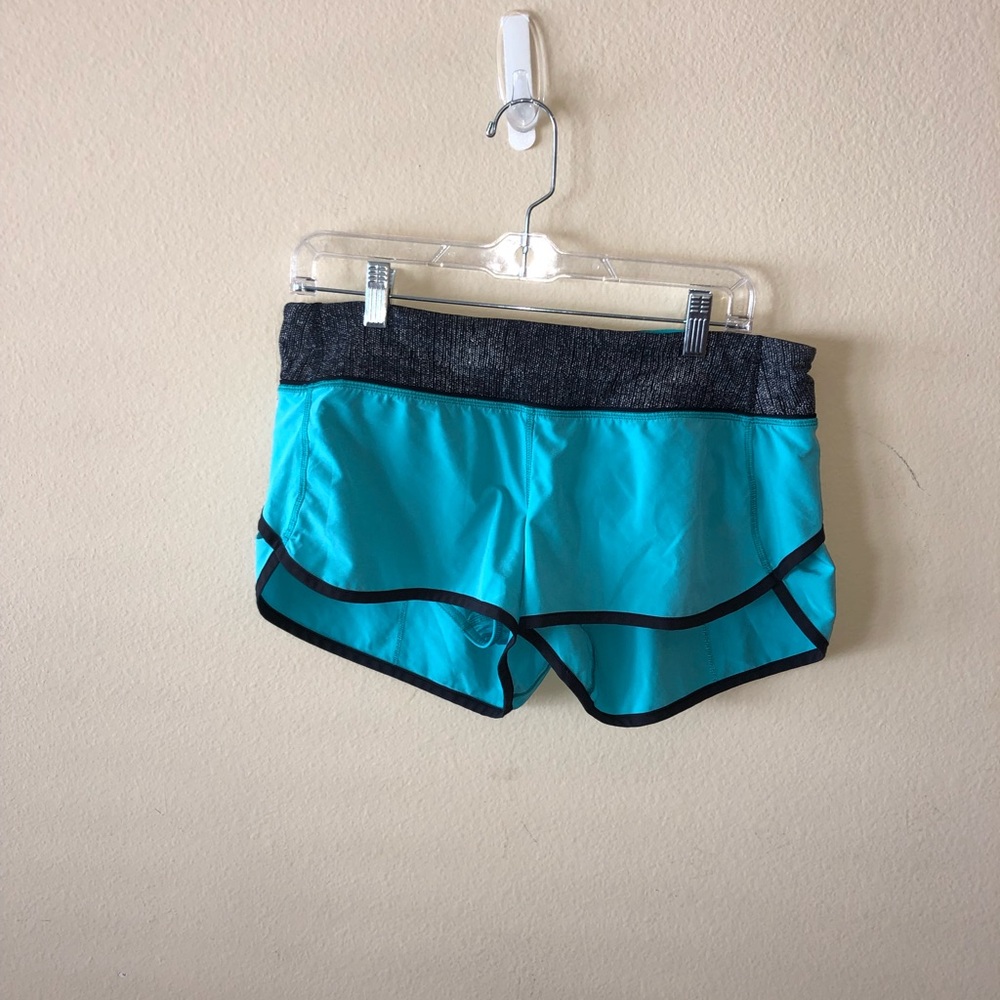 lulu lemon turquoise shorts.